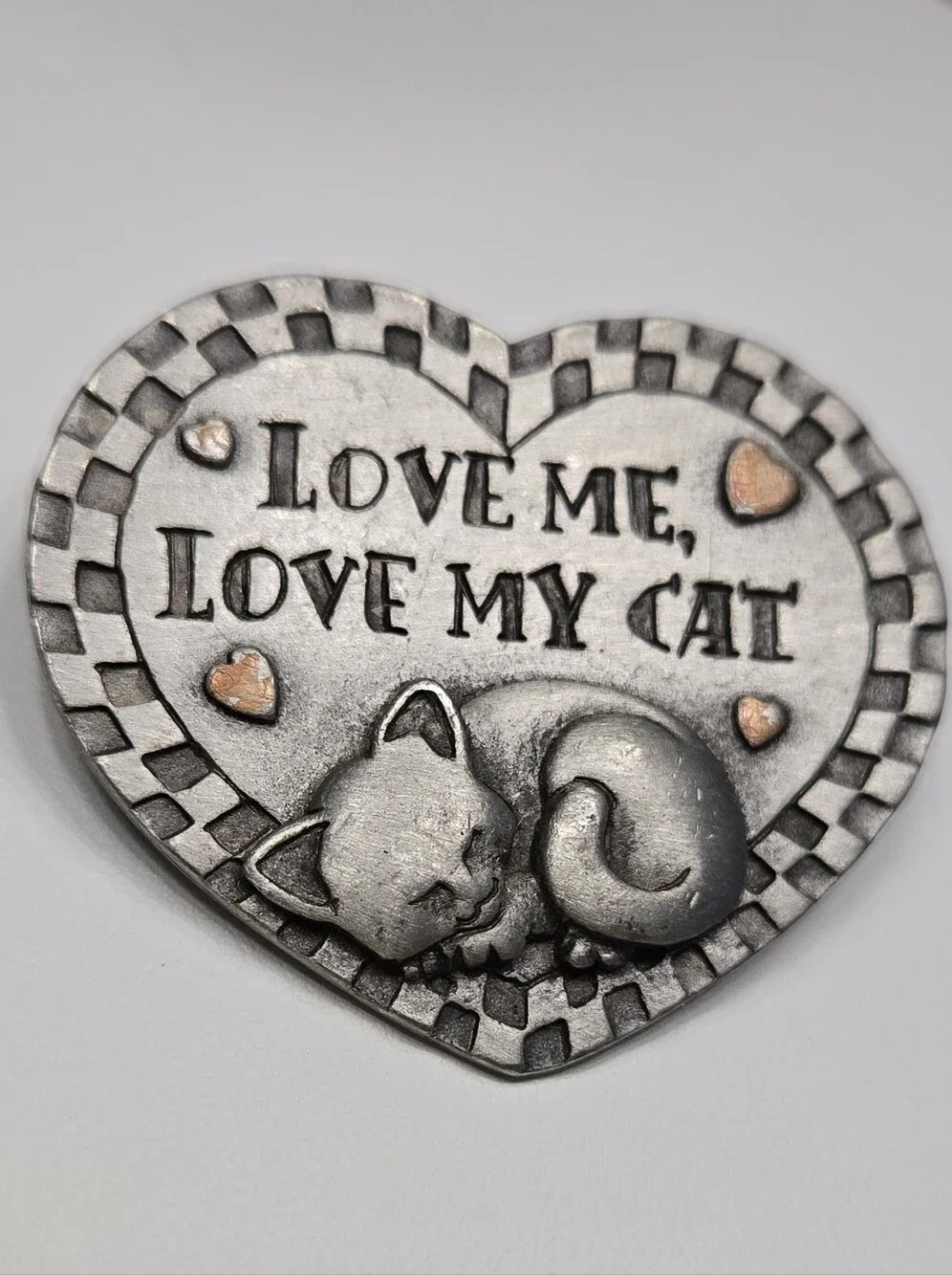 Love Me Love My Cat Brooch Sleep Cat Brooch Spoontique Cat Brooch Sliver Tone